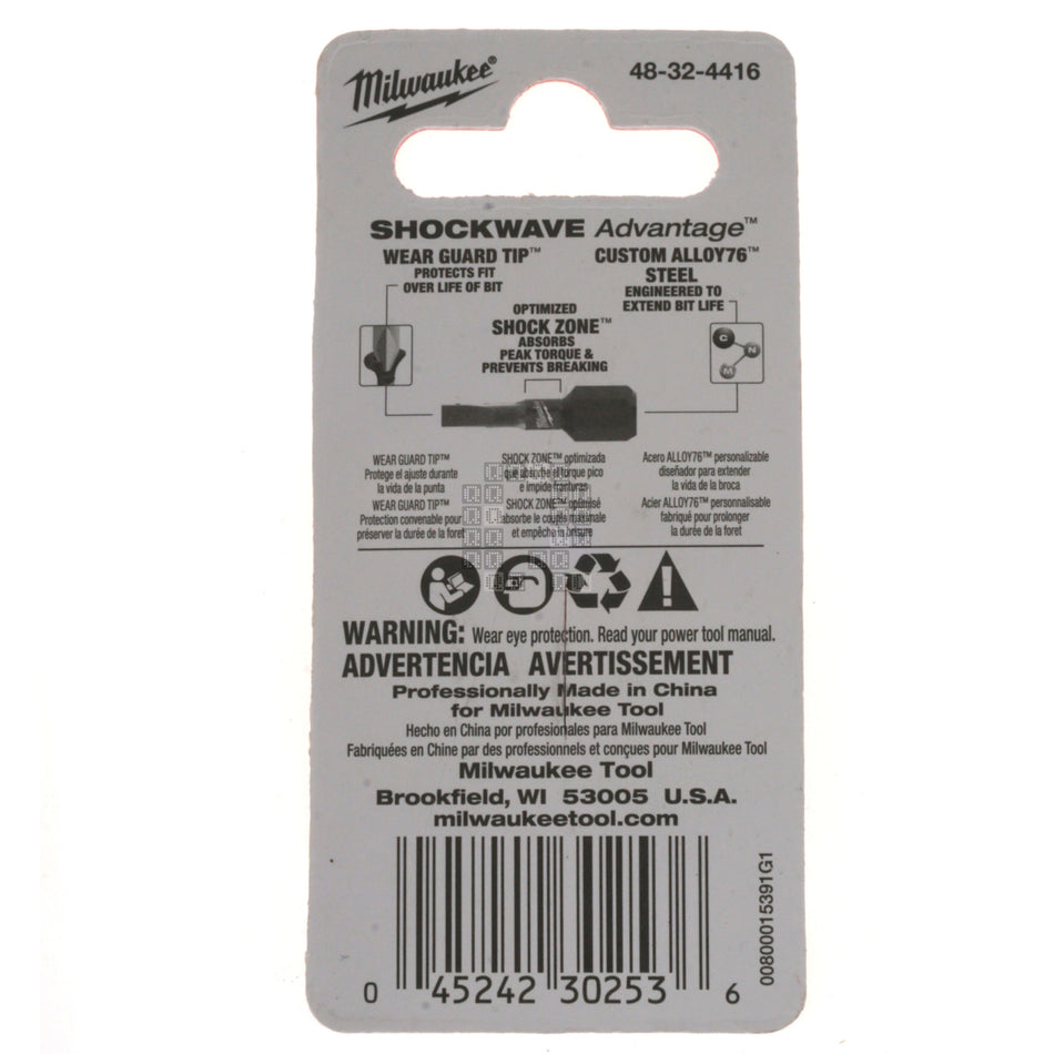 Milwaukee 48-32-4416 SHOCKWAVE 1" Impact Duty SL#6 Slotted 1/8" Insert Bits, 2-Pack