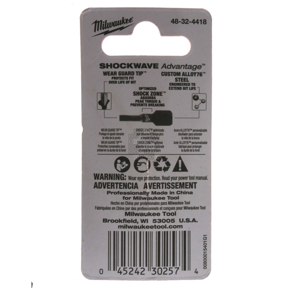 Milwaukee 48-32-4418 SHOCKWAVE 1" Impact Duty Slotted SL#10 1/4" Insert Bits, 2-Pack