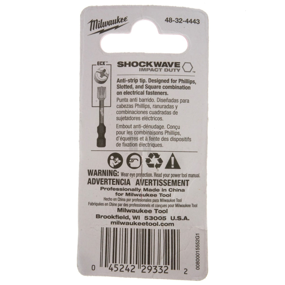 Milwaukee Tool 48-32-4443 SHOCKWAVE Impact Duty #1 & #2 ECX Bit Set