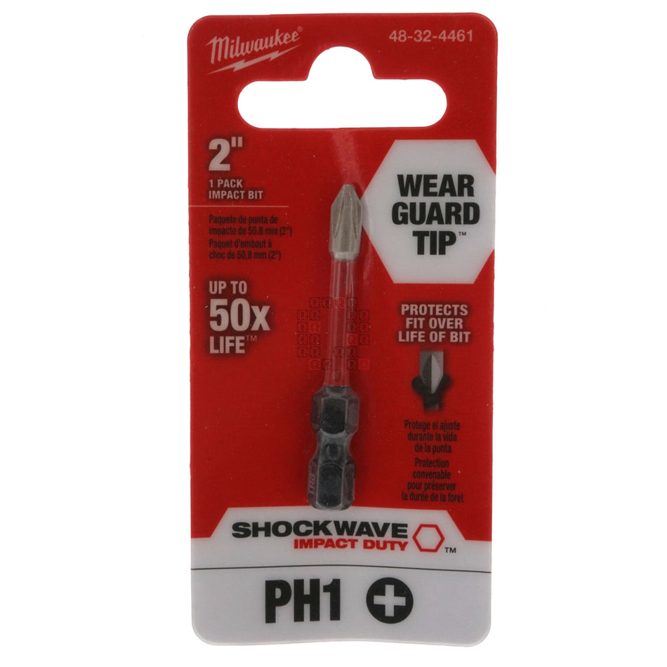 Milwaukee Tool 48-32-4461 SHOCKWAVE Impact PH1 / #1 Phillips Power Bit 2" Length
