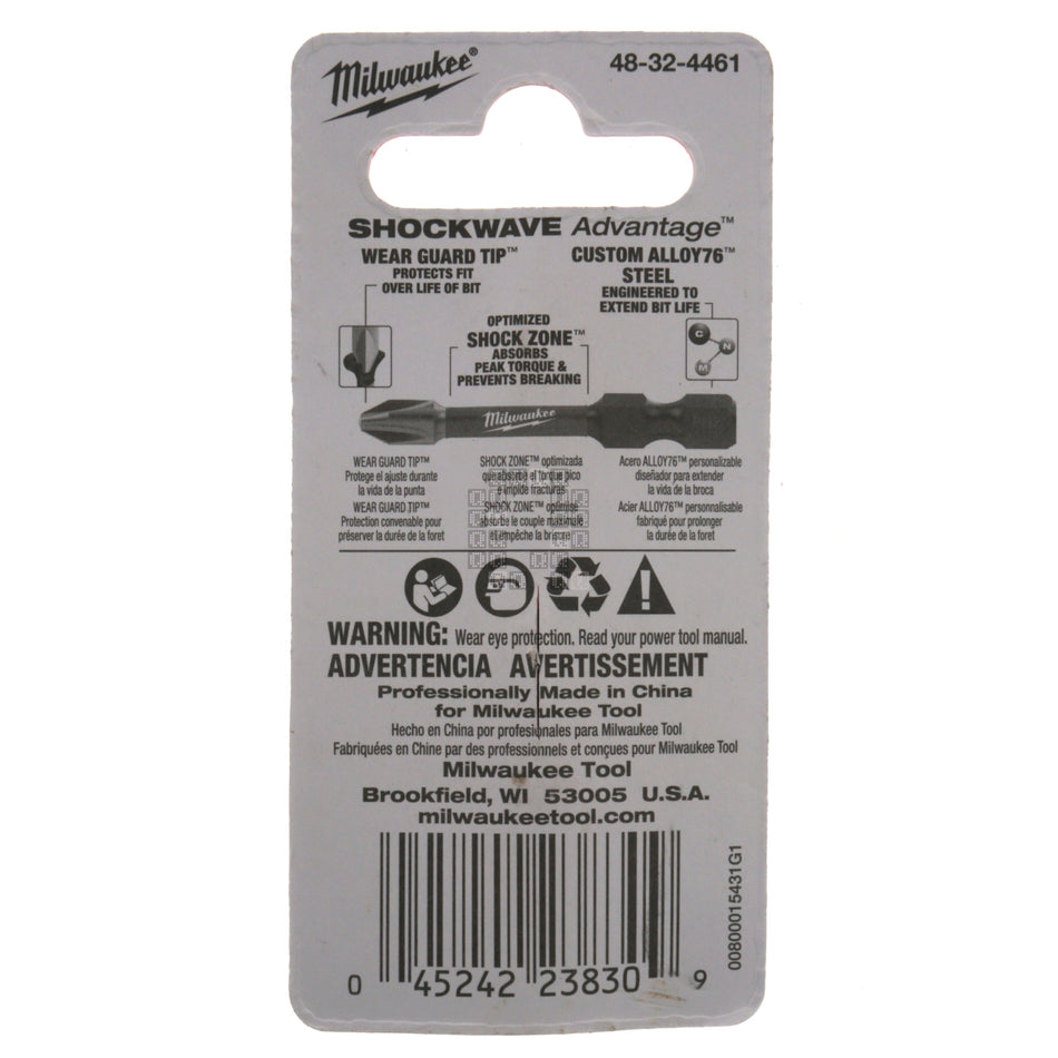Milwaukee Tool 48-32-4461 SHOCKWAVE Impact PH1 / #1 Phillips Power Bit 2" Length