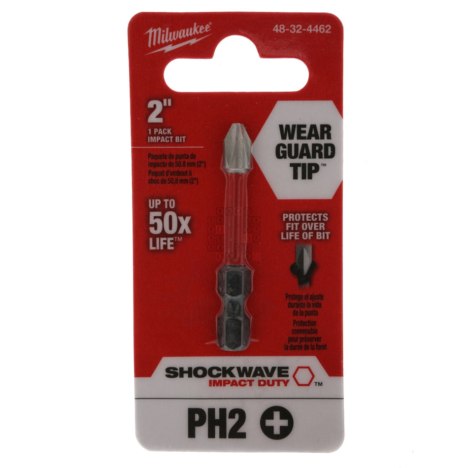 Milwaukee Tool 48-32-4462 SHOCKWAVE Impact PH2 / #2 Phillips Power Bit, 2" Length