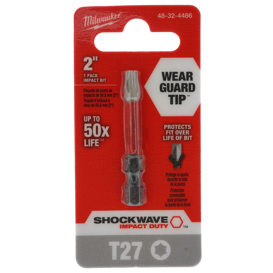 Milwaukee Tool 48-32-4486 SHOCKWAVE Impact T27 TORX  Power Bit, 2" Length