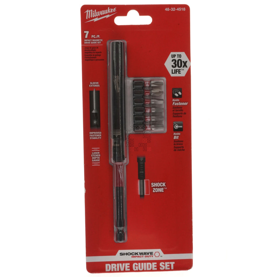 Milwaukee Tool 48-32-4518 SHOCKWAVE Impact Magnetic Drive Guide 7-Piece Set