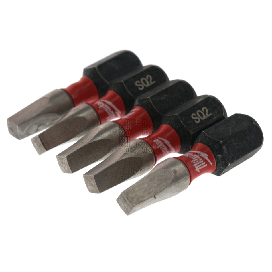 Milwaukee Tool 48-32-4605 SHOCKWAVE Impact SQ2 Square Recess #2 Insert Bits, 5-Pack