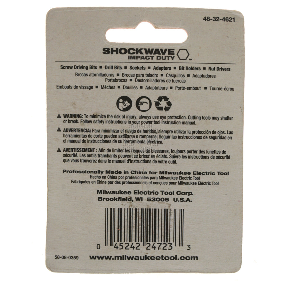 Milwaukee Tool 48-32-4621 SHOCKWAVE Impact SQ1 Square Recess #1 Insert Bits, 5-Pack