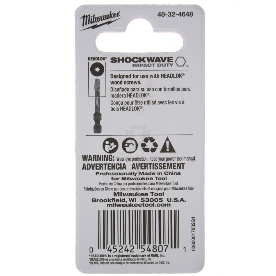 Milwaukee Tool 48-32-4648 SHOCKWAVE HEADLOK Specialty Wood Screws, 2" Length, 2 Pack