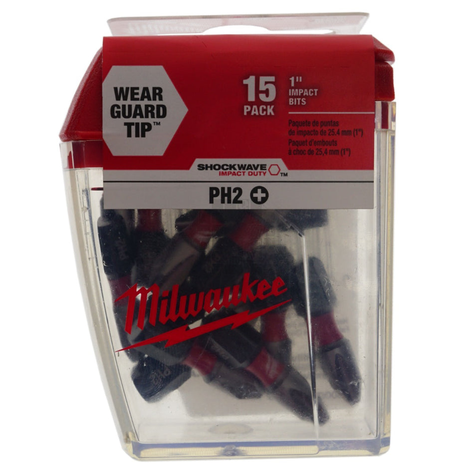 Milwaukee 48-32-5003 SHOCKWAVE Impact Phillips #2 Insert Bits, 15 Pack