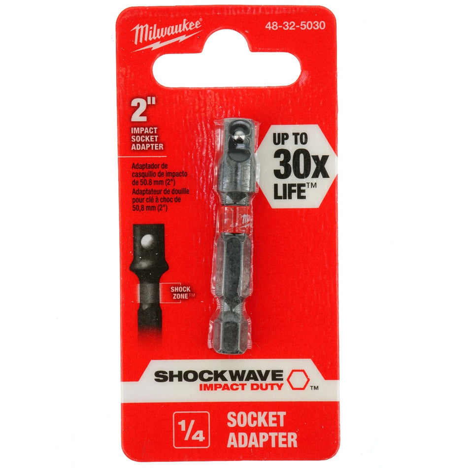 Milwaukee Tool 48-32-5030 1/4" Shockwave Impact Duty Socket Adapter, 2" Length