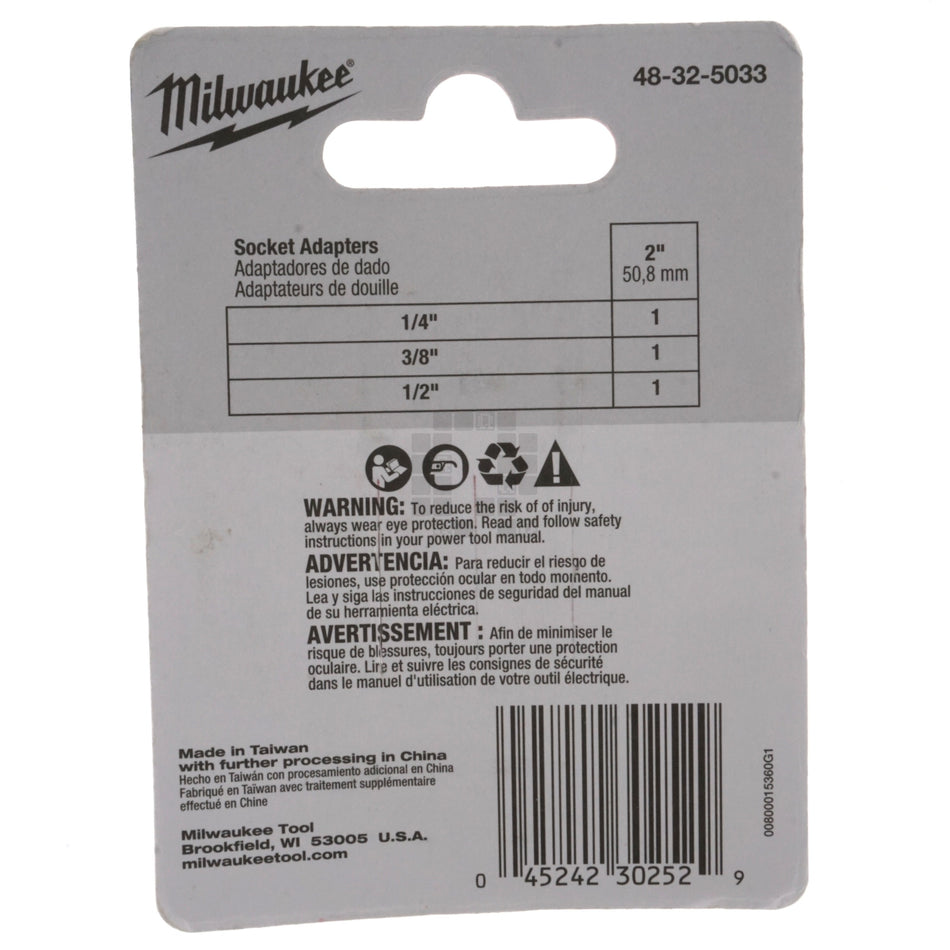Milwaukee 48-32-5033 SHOCKWAVE Impact Duty 2" Socket Adapter 3-Piece Set
