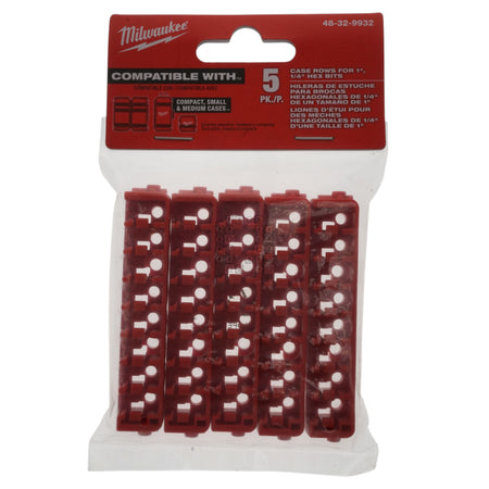 Milwaukee Tool 48-32-9932 Red Plastic Small & Medium Case Rows for Driver Bits (5-Pack) Package Front