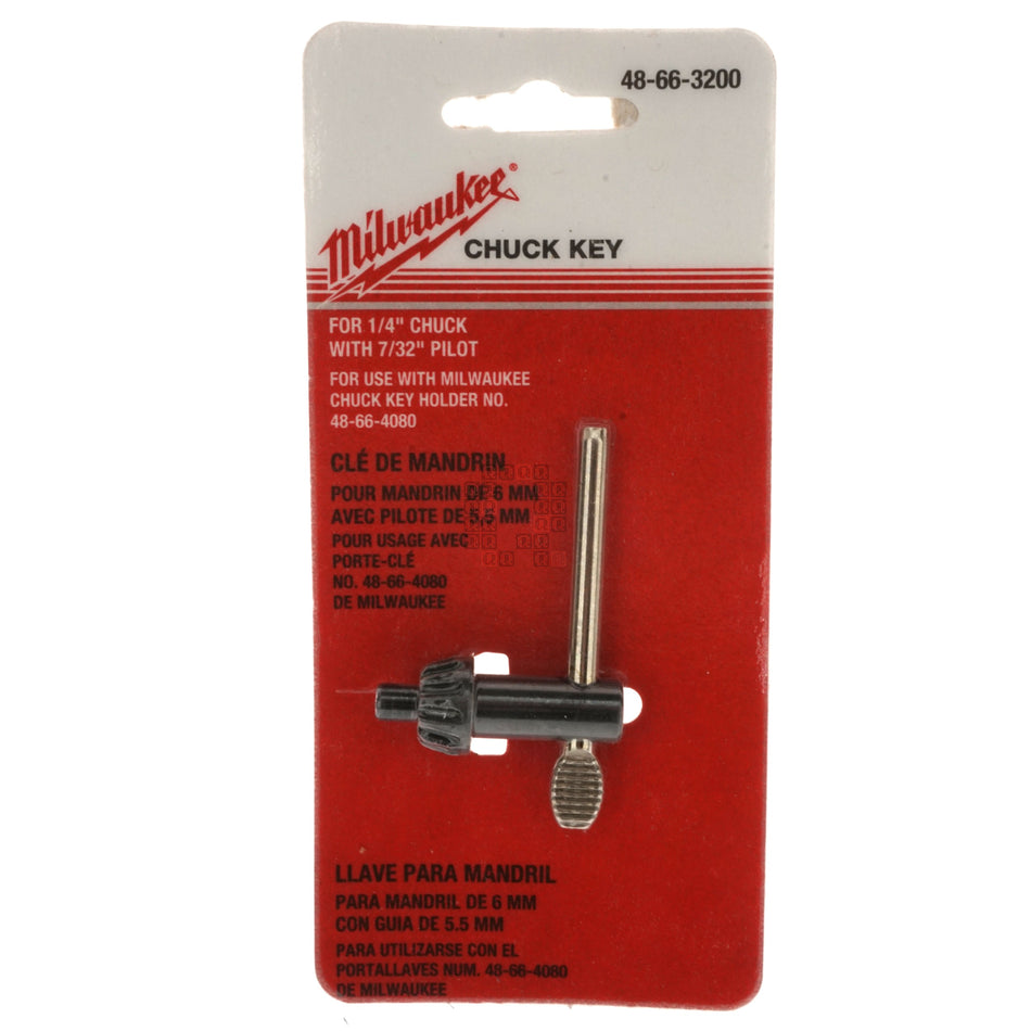 Milwaukee Tool 48-66-3200 Chuck Key, for 1/4" Chucks, 7/32" Pilot