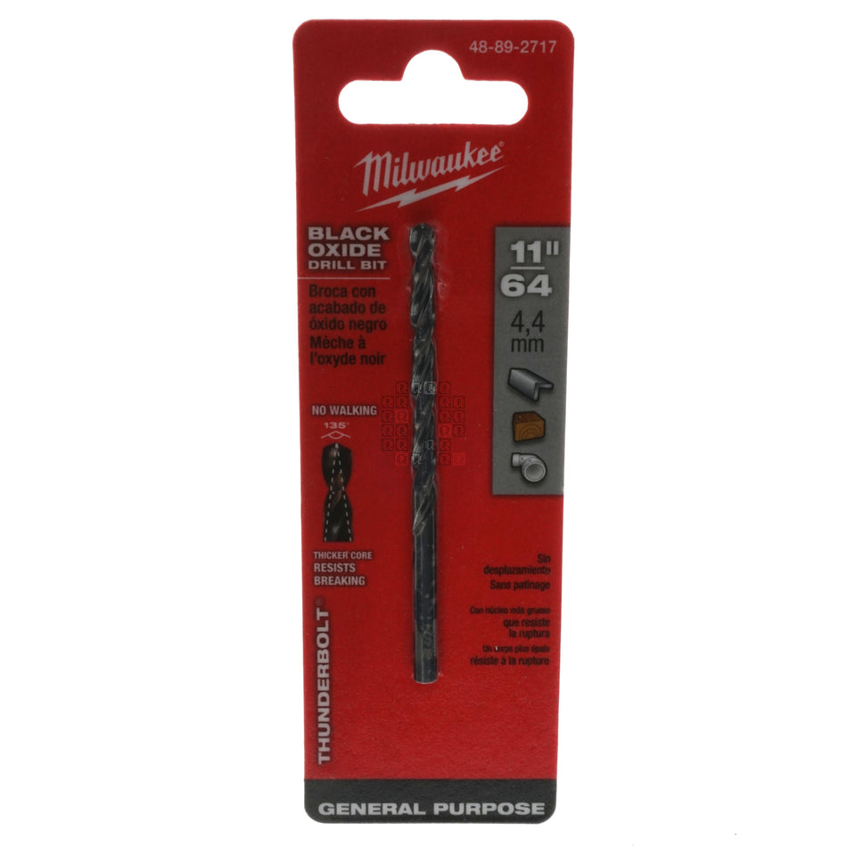 Milwaukee Tool 48-89-2717 THUNDERBOLT Black Oxide Drill Bit, 11/64", 135° Split Point