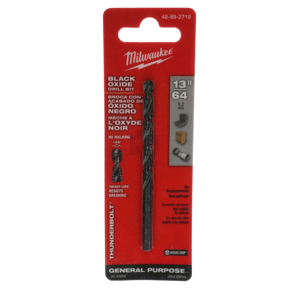 Milwaukee Tool 48-89-2719 THUNDERBOLT Black Oxide Drill Bit, 13/64" 135° Split Point
