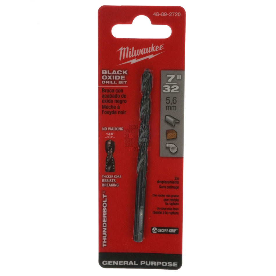 Milwaukee Tool 48-89-2720 THUNDERBOLT Black Oxide Drill Bit, 7/32", 135° Split Point