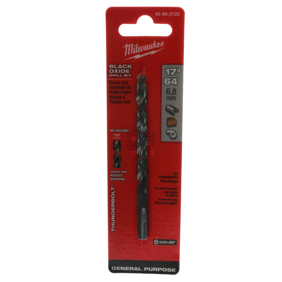 Milwaukee Tool 48-89-2723 THUNDERBOLT Black Oxide Drill Bit, 17/64", 135° Split Point