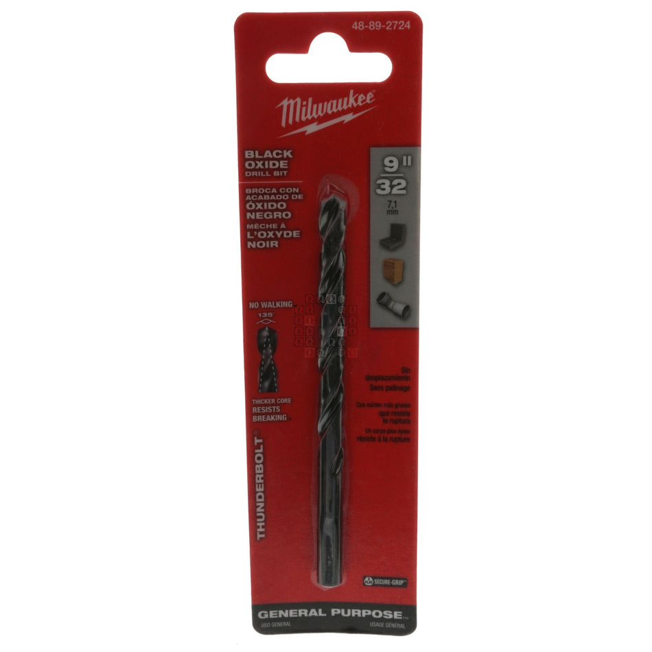Milwaukee Tool 48-89-2724 THUNDERBOLT Black Oxide Drill Bit, 9/32" 135Â° Split Point
