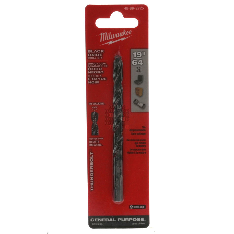 Milwaukee 48-89-2725 THUNDERBOLT Black Oxide Drill Bit, 19/64" 135° Split Point