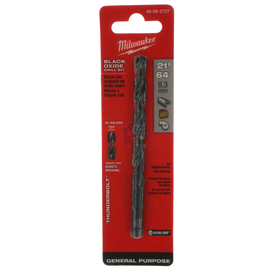 Milwaukee 48-89-2727 THUNDERBOLT Black Oxide Drill Bit, 21/64", 135° Split Point