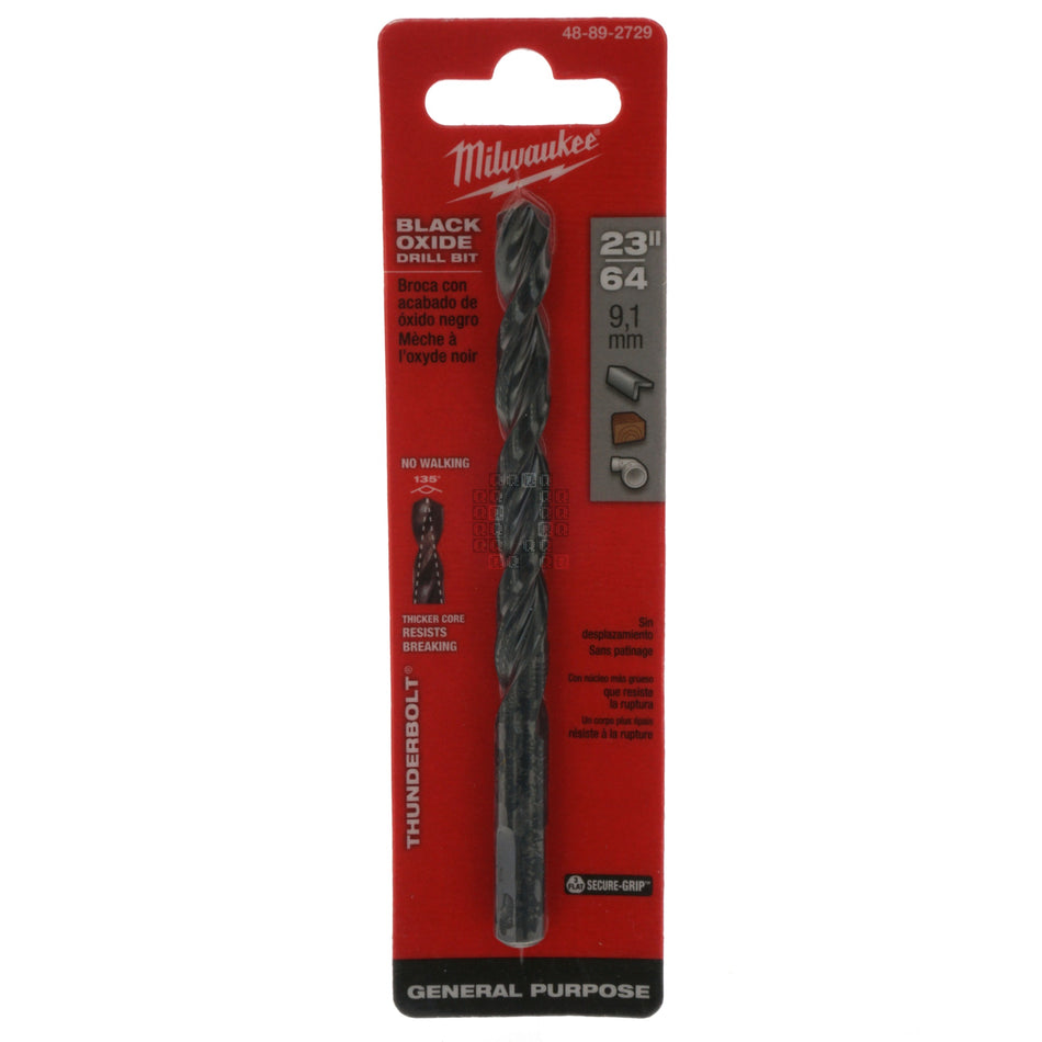 Milwaukee 48-89-2729 THUNDERBOLT Black Oxide Drill Bit, 23/64", 135° Split Point