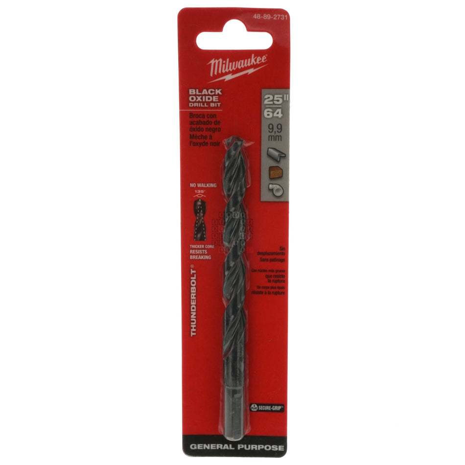Milwaukee Tool 48-89-2731 THUNDERBOLT Black Oxide Drill Bit, 25/64" 135° Split Point