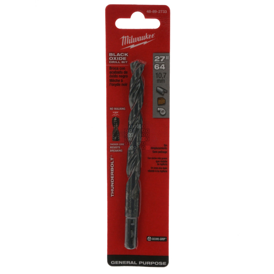 Milwaukee 48-89-2733 THUNDERBOLT Black Oxide Drill Bit, 27/64", 135° Split Point