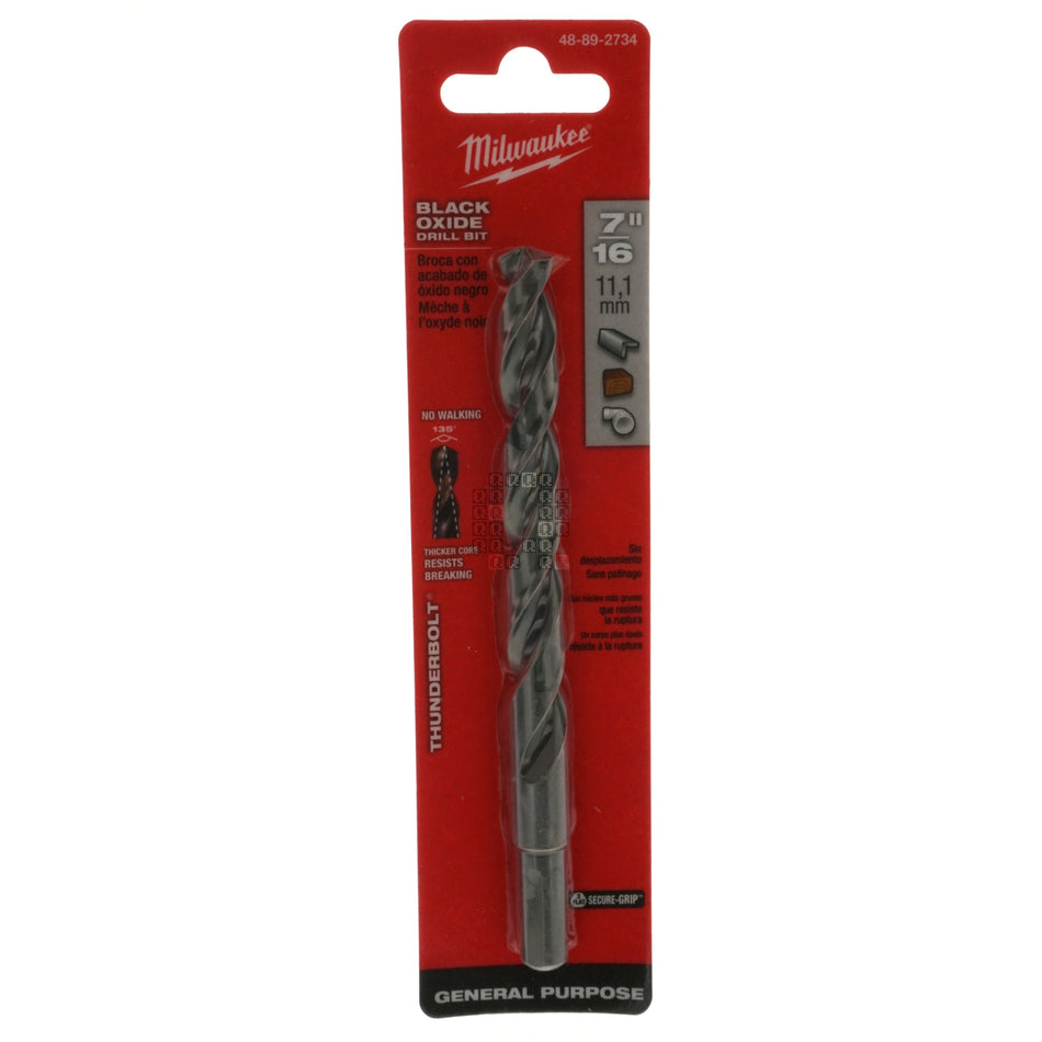 Milwaukee Tool 48-89-2734 THUNDERBOLT Black Oxide Drill Bit, 7/16", 135° Split Point