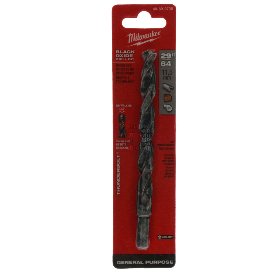 Milwaukee 48-89-2735 THUNDERBOLT Black Oxide Drill Bit, 29/64", 135° Split Point