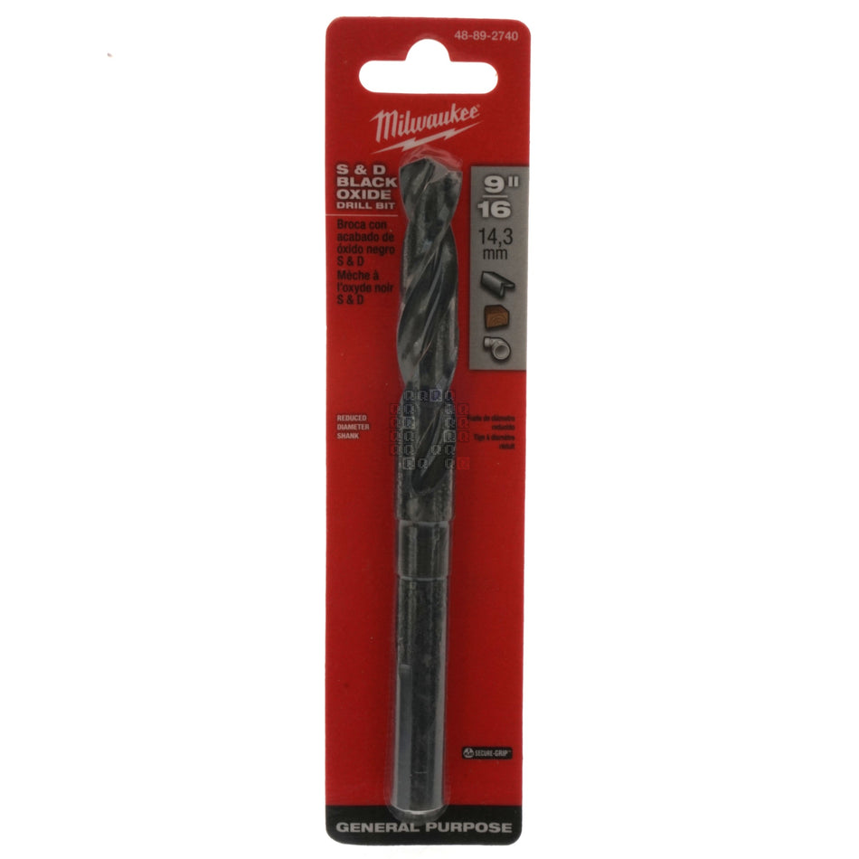 Milwaukee 48-89-2740 THUNDERBOLT Silver & Deming Black Oxide Drill Bit, 9/16", 135° Split Point, 1/2" Reduced Shank