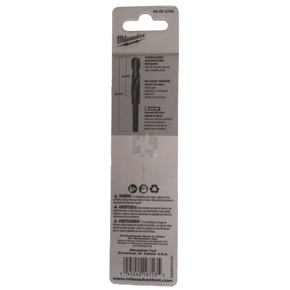 Milwaukee 48-89-2740 THUNDERBOLT Silver & Deming Black Oxide Drill Bit, 9/16", 135° Split Point, 1/2" Reduced Shank