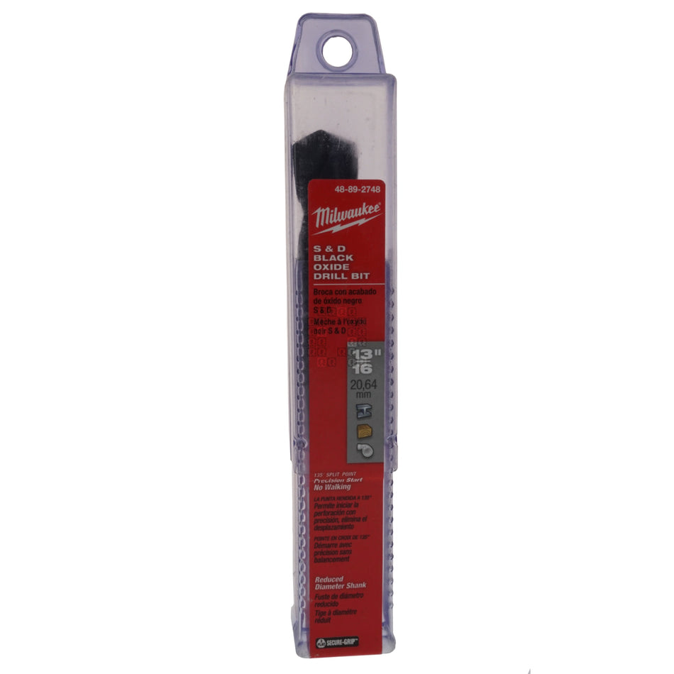 Milwaukee Tool 48-89-2748 Silver and Deming (S&D) 13/16" Black Oxide Drill Bit