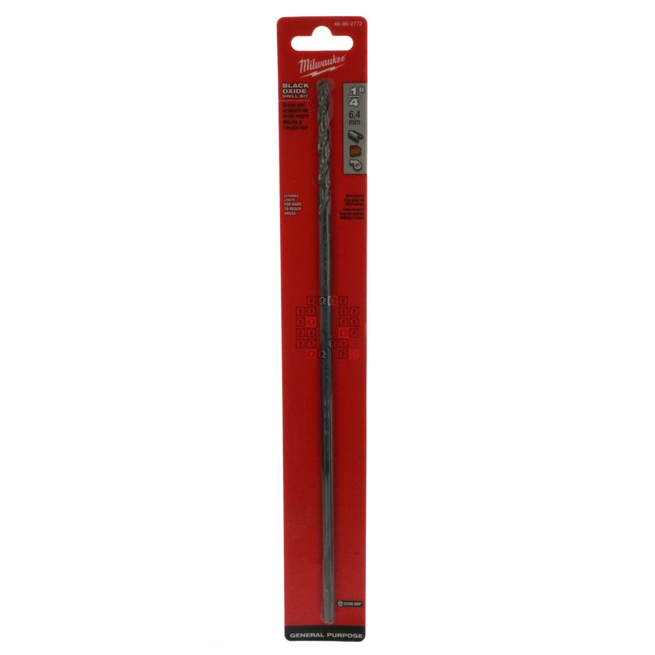 Milwaukee Tool 48-89-2772 1/4" x 12" Aircraft Length Black Oxide Drill Bit