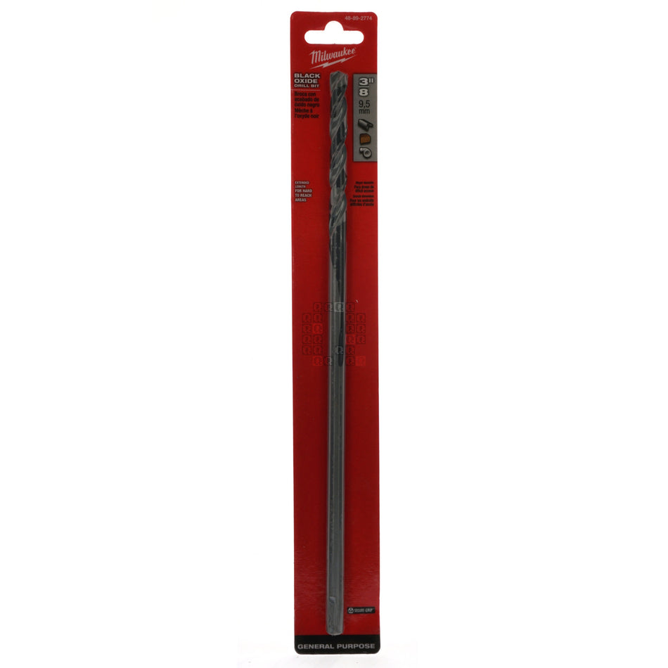 Milwaukee Tool 48-89-2774 3/8" x 12" Aircraft Length Black Oxide Drill Bit
