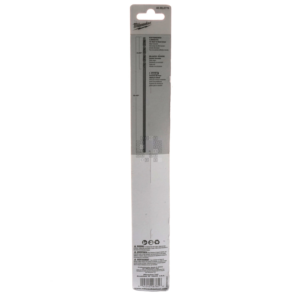 Milwaukee Tool 48-89-2776 1/2" x 12" Aircraft Length Black Oxide Drill Bit, 135Â° Split Point