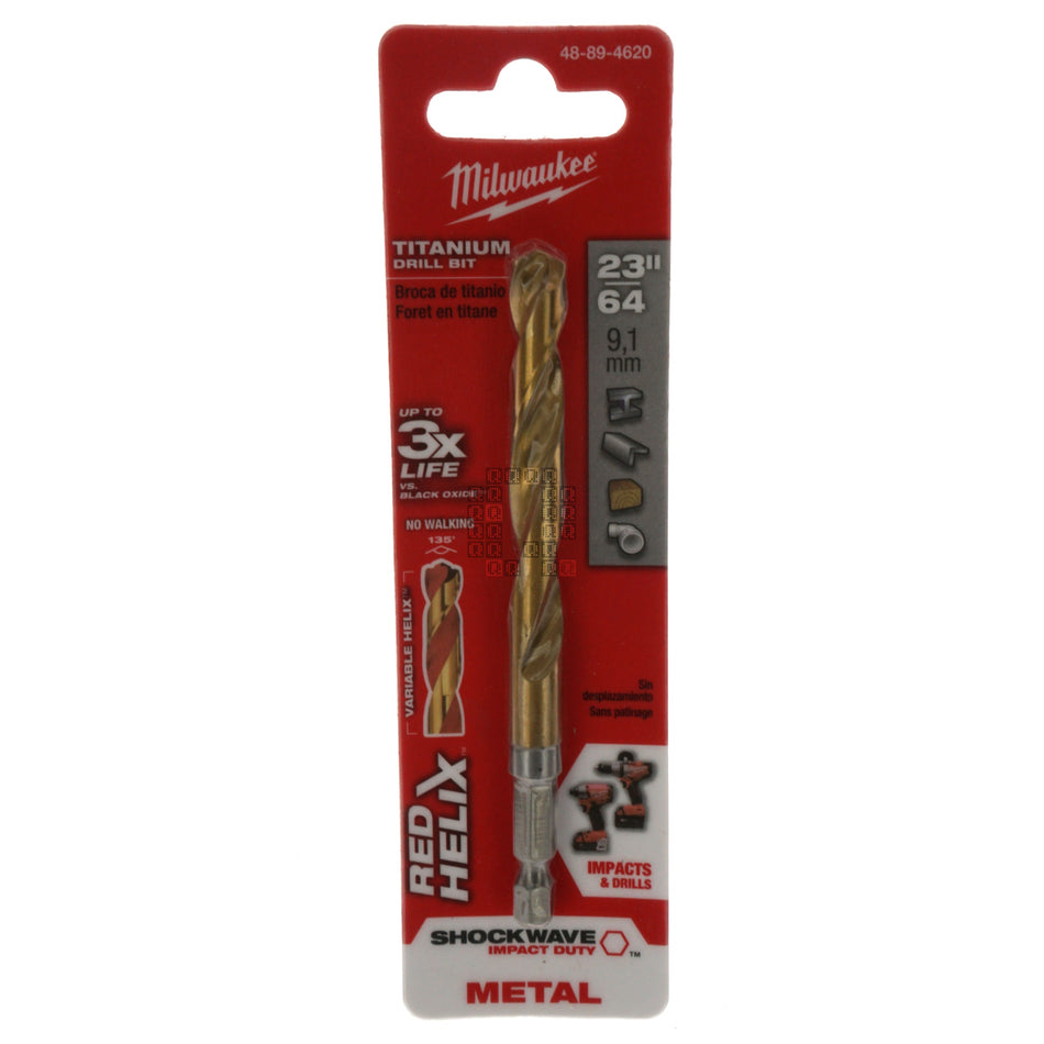 Milwaukee 48-89-4620 SHOCKWAVE RED HELIX Impact Titanium Drill Bit, 23/64"