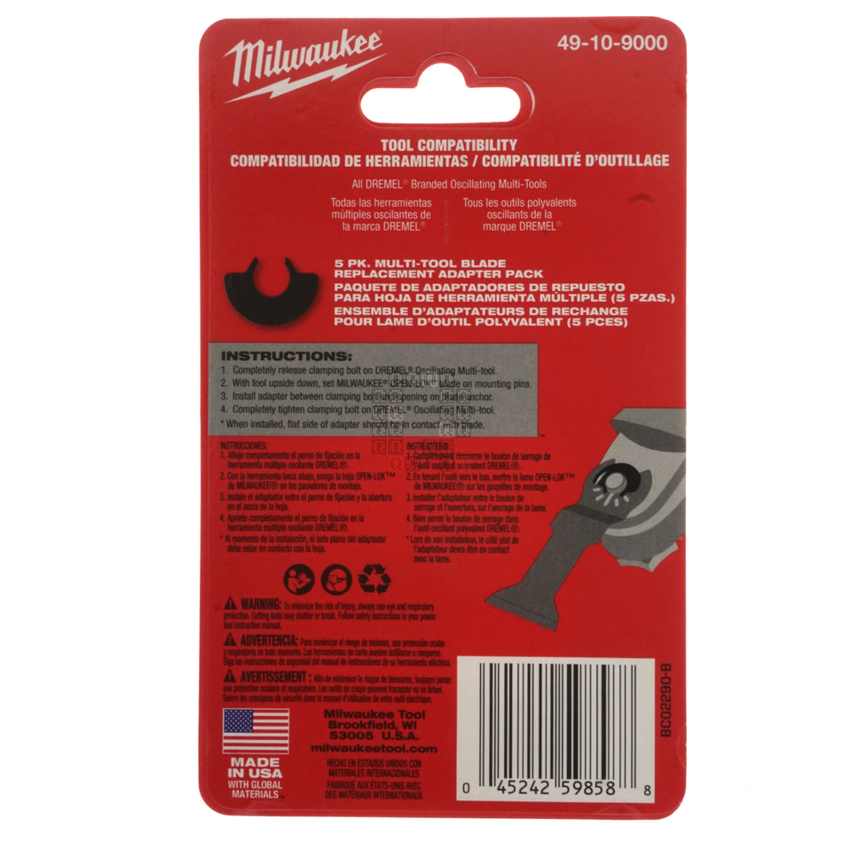 Milwaukee Tool 49-10-9000 OPEN-LOK Multi-Tool Adapter Package Back