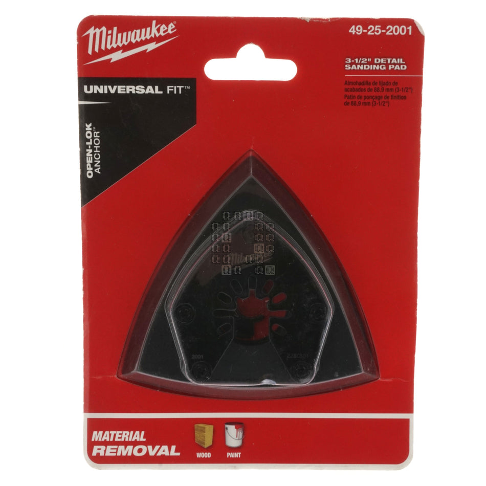 Milwaukee Tool 49-25-2001 OPEN-LOK Universal Fit 3-1/2" Triangle Detail Sanding Pad