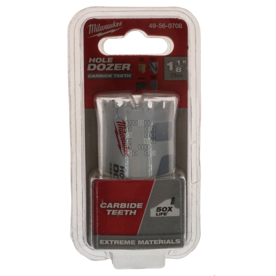 Milwaukee Tool 49-56-0708 Carbide Teeth Hole Dozer Hole Saw, 1-1/8" / 29mm