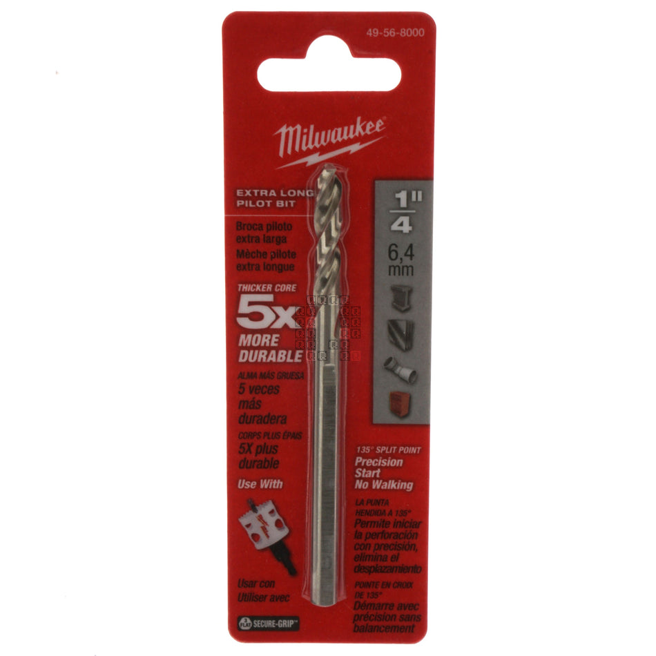 Milwaukee Tool 49-56-8000 High Speed Steel (HSS) Pilot Bit, 1/4" x 4"