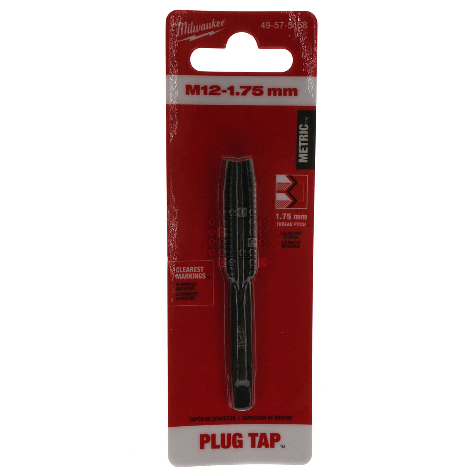 Milwaukee Tool 49-57-5158 M12-1.75mm Metric HCS Straight Flute Plug Tap Package Front