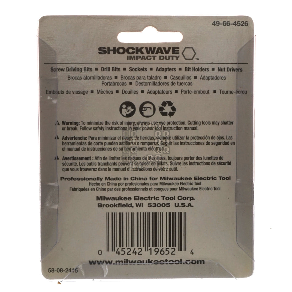 Milwaukee Tool 49-66-4526 SHOCKWAVE Impact Duty 7/16" x 1-7/8" Magnetic Nut Driver. 3-Pack
