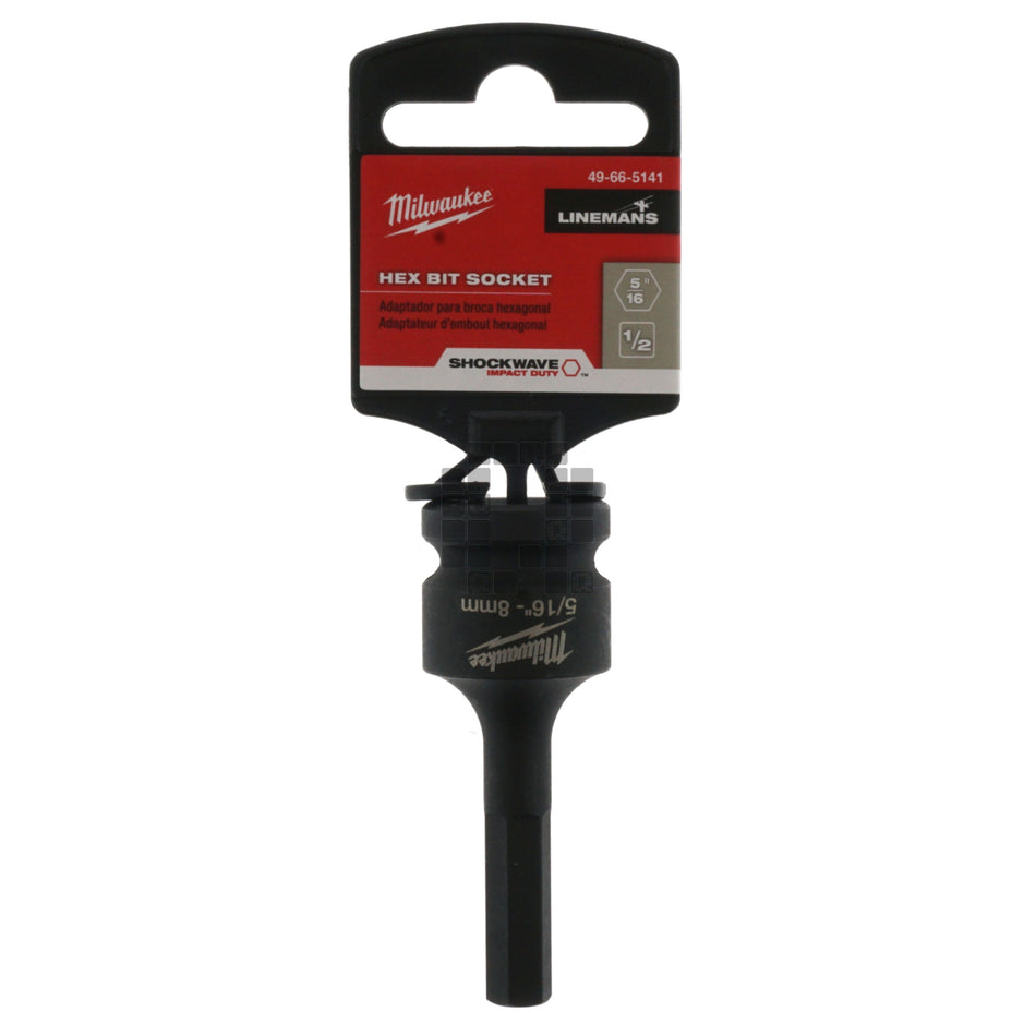 Milwaukee Tool 49-66-5141 SHOCKWAVE Lineman's 1/2" Drive 5/16"/8mm Hex Bit Socket