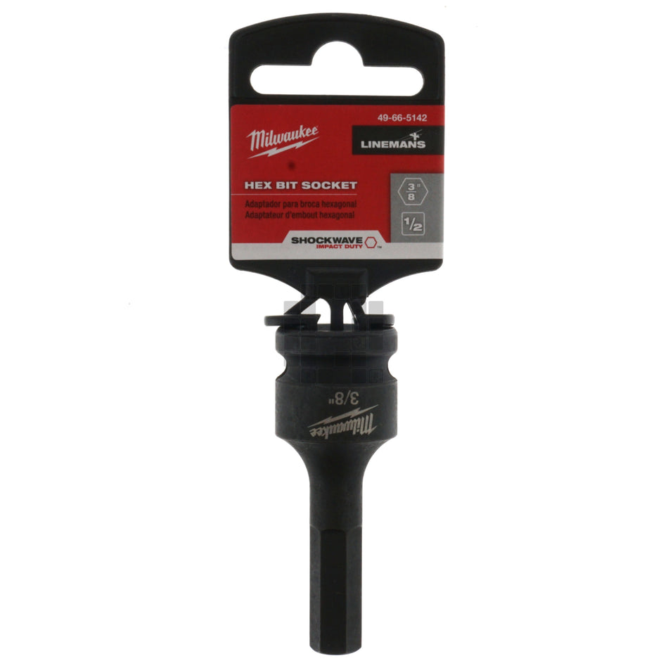 Milwaukee Tool 49-66-5142 SHOCKWAVE Lineman's 1/2" Drive 3/8" Hex Bit Socket
