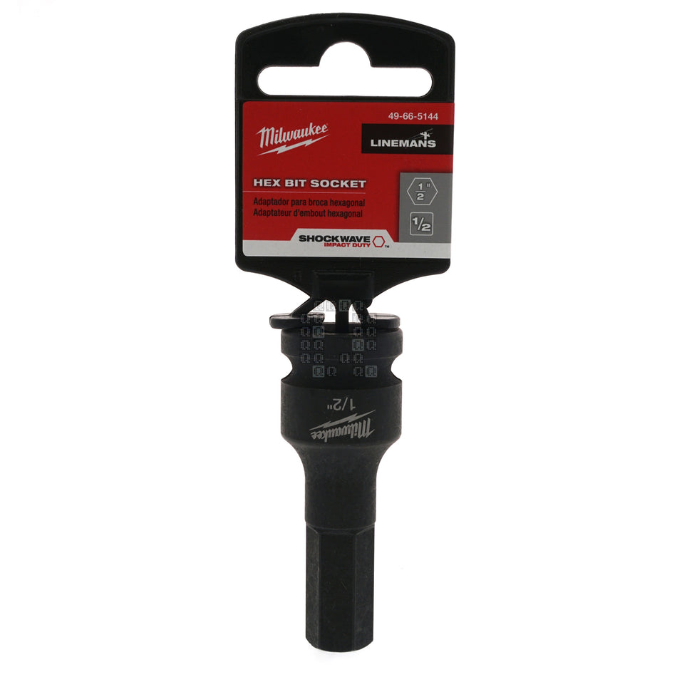 Milwaukee Tool 49-66-5144 SHOCKWAVE Lineman's 1/2" Drive 1/2" Hex Bit Socket