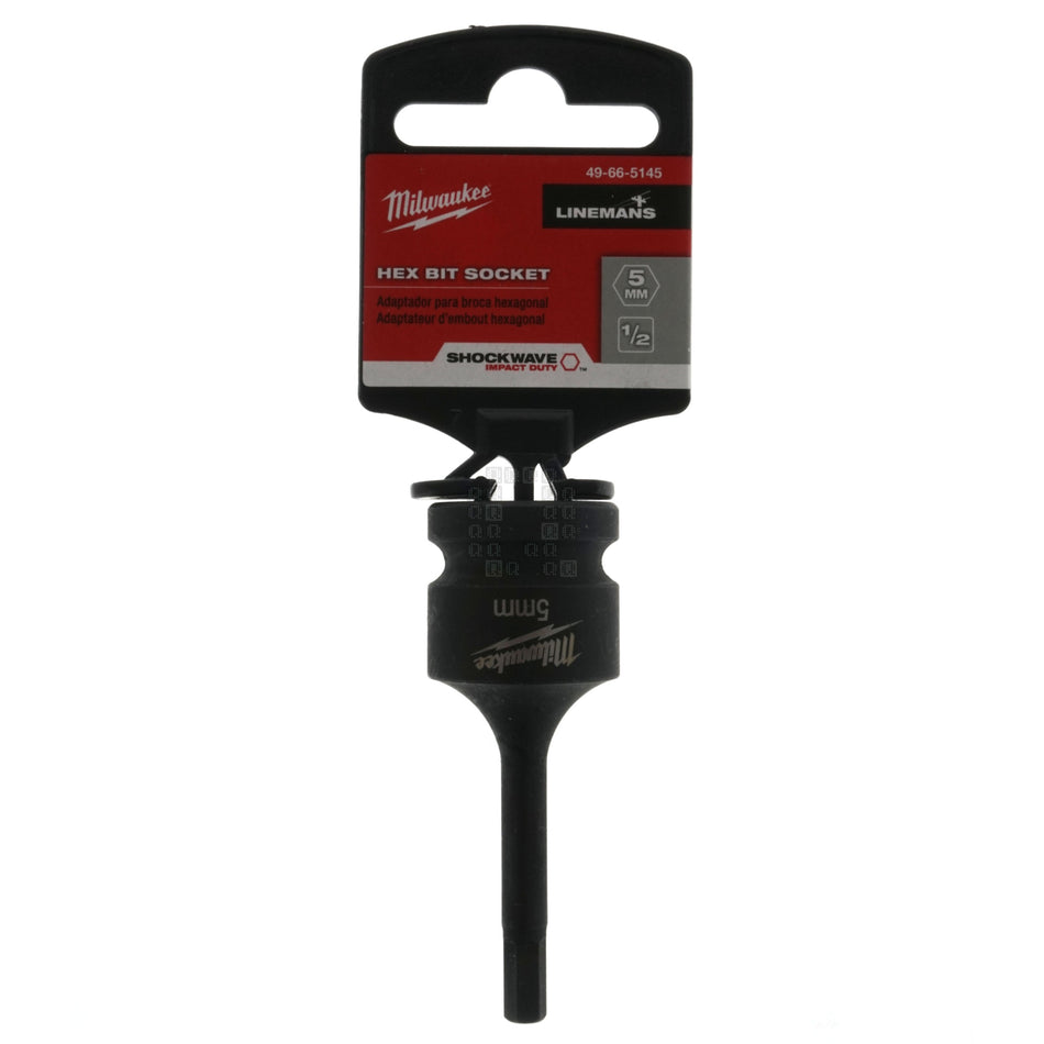 Milwaukee Tool 49-66-5145 SHOCKWAVE Lineman's 1/2" Drive 5mm Hex Bit Socket