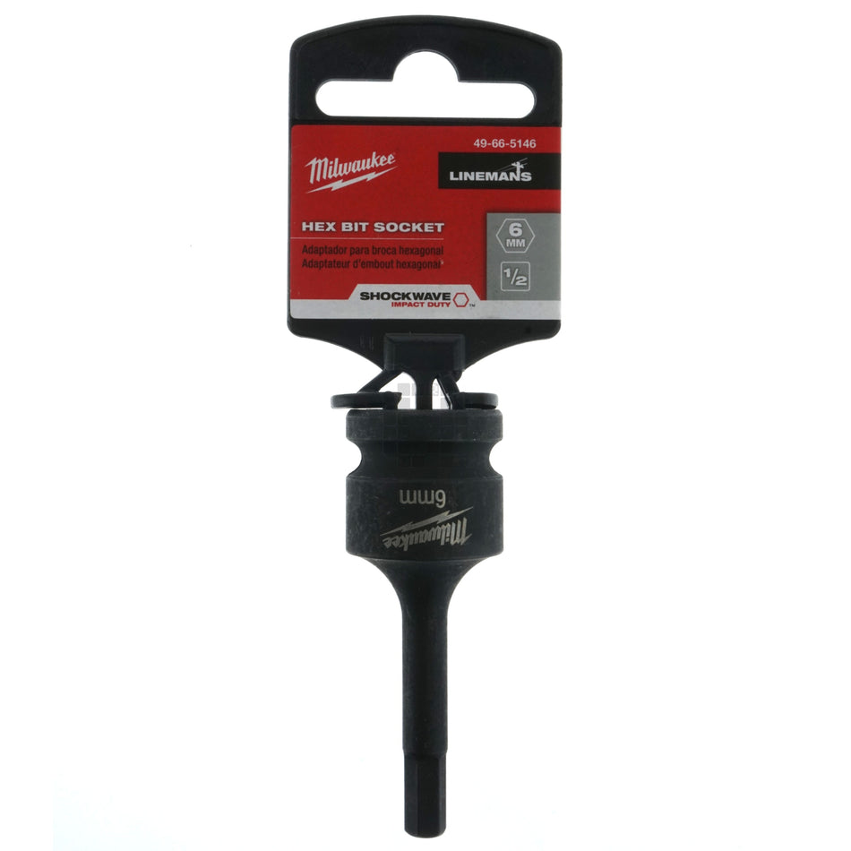 Milwaukee Tool 49-66-5146 SHOCKWAVE Lineman's 1/2" Drive 6mm Hex Bit Socket