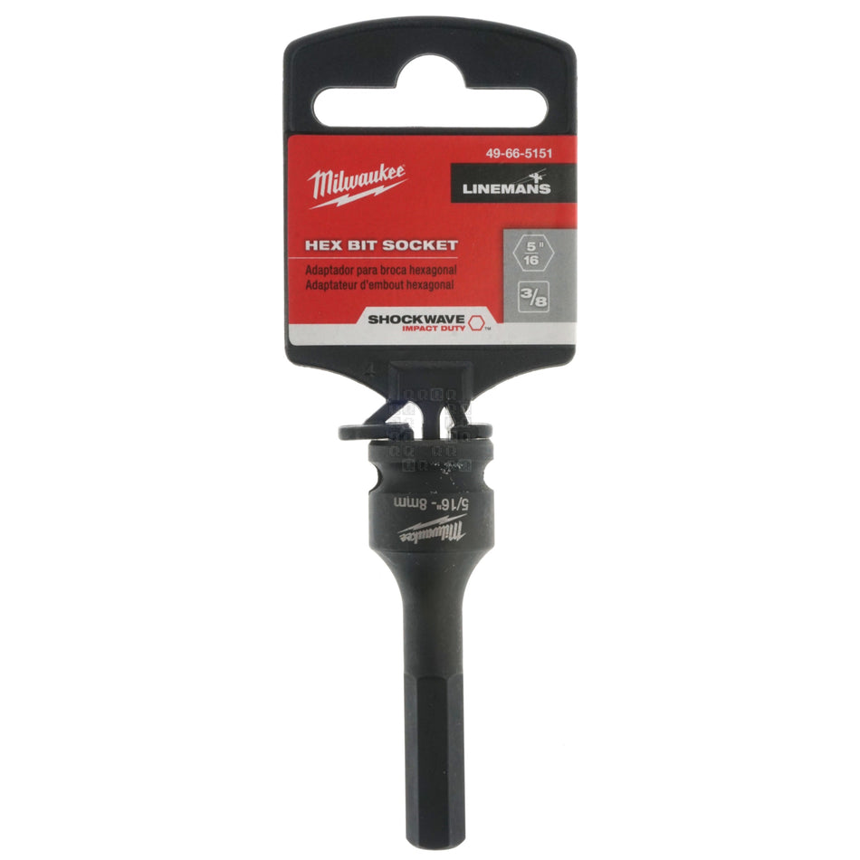 Milwaukee Tool 49-66-5151 SHOCKWAVE Lineman's 3/8" Drive 5/16" Hex Bit Socket