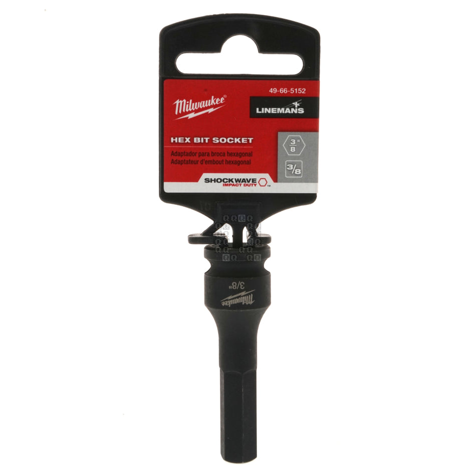 Milwaukee Tool 49-66-5152 SHOCKWAVE Lineman's 3/8" Drive 3/8" Hex Bit Socket