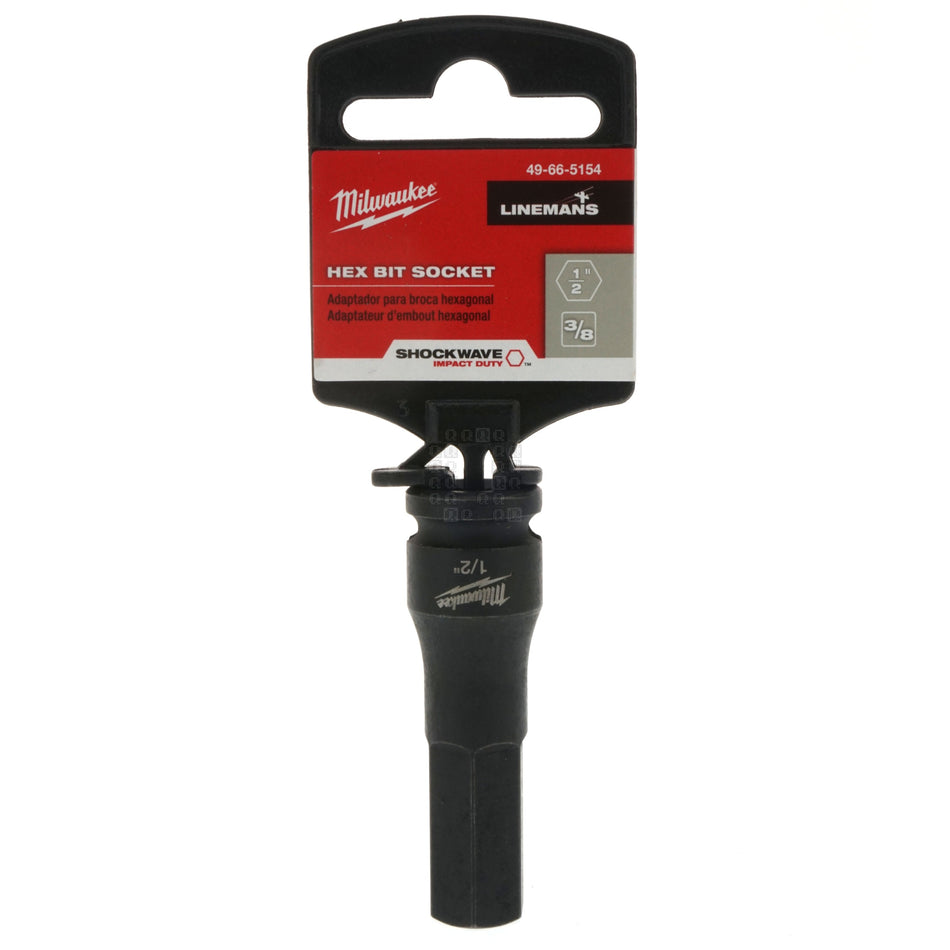 Milwaukee Tool 49-66-5154 1/2" SHOCKWAVE Lineman's Impact 3/8" Drive Hex Bit Socket