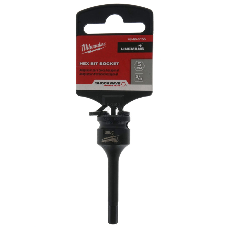 Milwaukee Tool 49-66-5155 Shockwave Lineman's 3/8" Drive / 5MM Hex Bit Socket